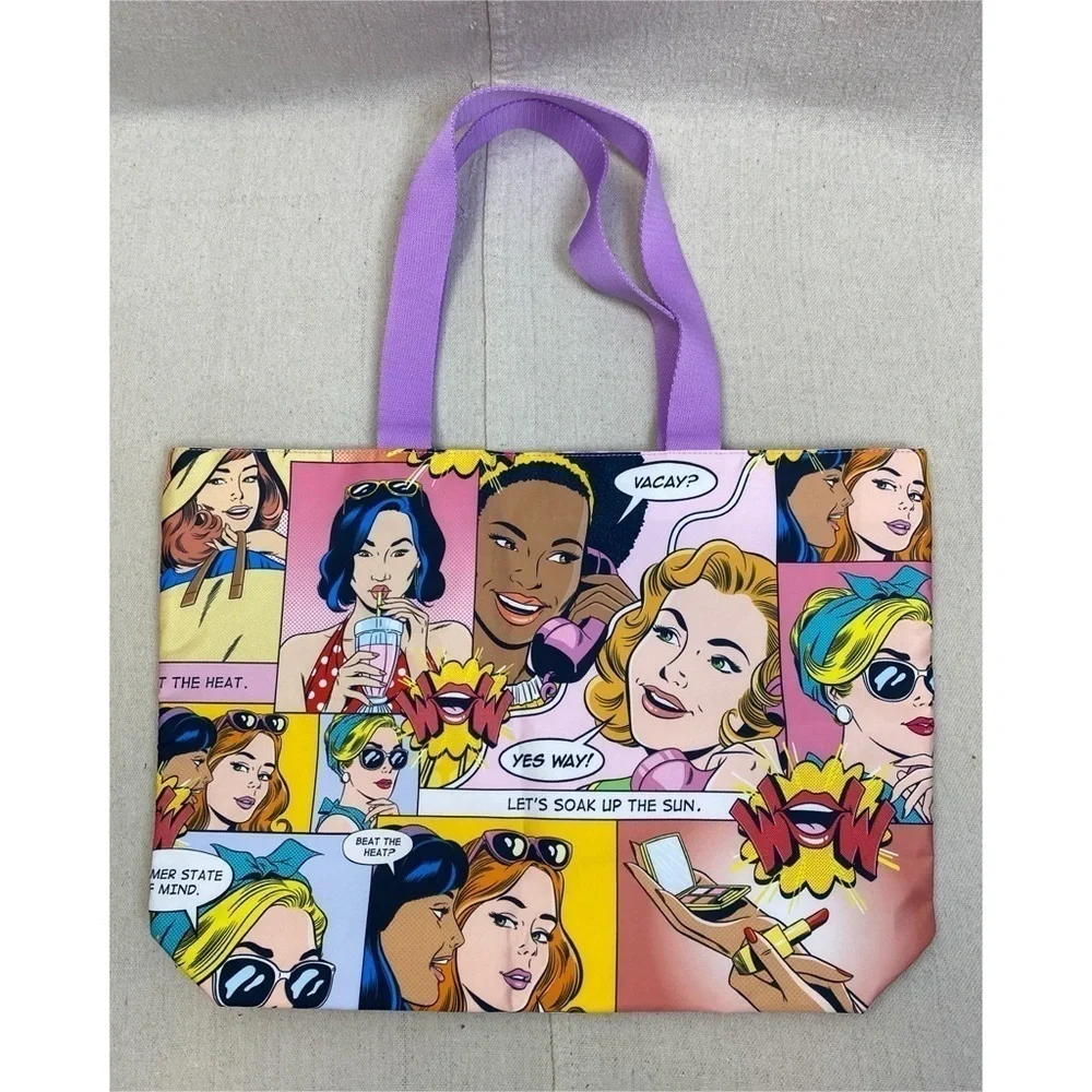 Estee Lauder comic strip beach tote